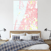 kaart van Clearwater Florida (1974) Canvas Afdruk (Insitu (Slaapkamer))