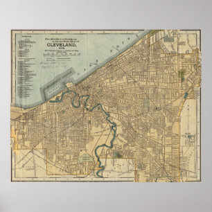 kaart van Cleveland OH (1894) Poster