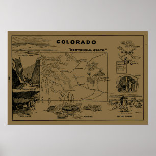  kaart van Colorado (1912) - Tan Poster