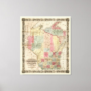 Kaart van Colton Township van Wisconsin (1851) Canvas Afdruk