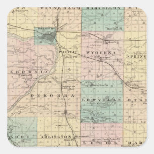 Kaart van Columbia County, staat Wisconsin Vierkante Sticker
