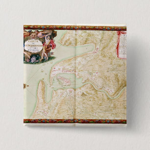 Kaart van Concarneau Vierkante Button 5,1 Cm