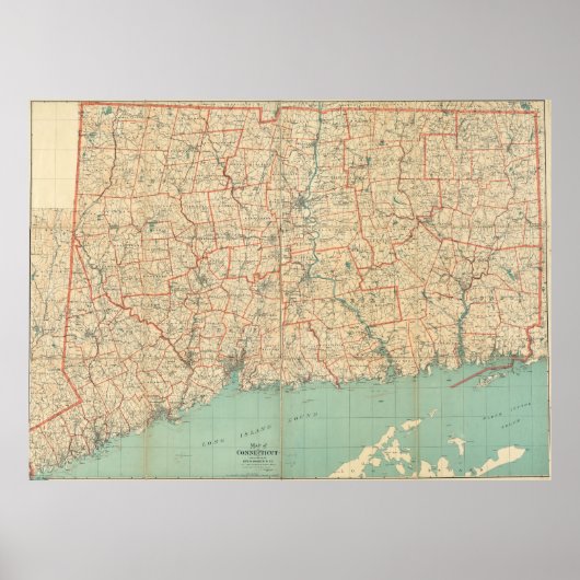  kaart van Connecticut (1823) Poster (Voorkant)