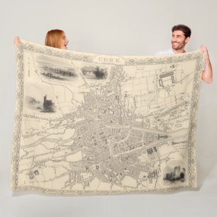 Kaart van Cork, Ierland Fleece Deken