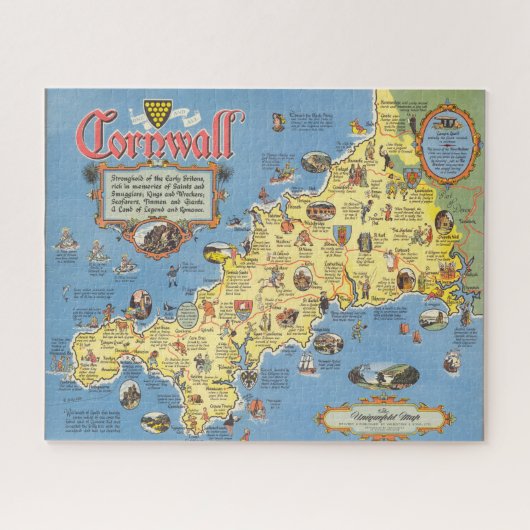 Kaart van Cornwall, Engeland Legpuzzel (Horizontaal)