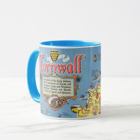 Kaart van Cornwall, Engeland Mok (Voorkant links)