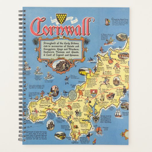 Kaart van Cornwall, Engeland Planner (Voorkant)
