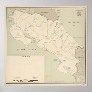  kaart van Costa Rica (1950) Poster