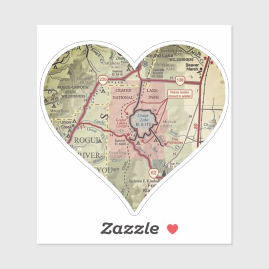  kaart van Crater Lake Sticker (Vel)