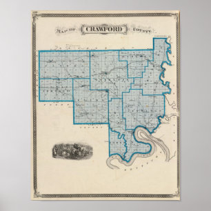 Kaart van Crawford County Poster