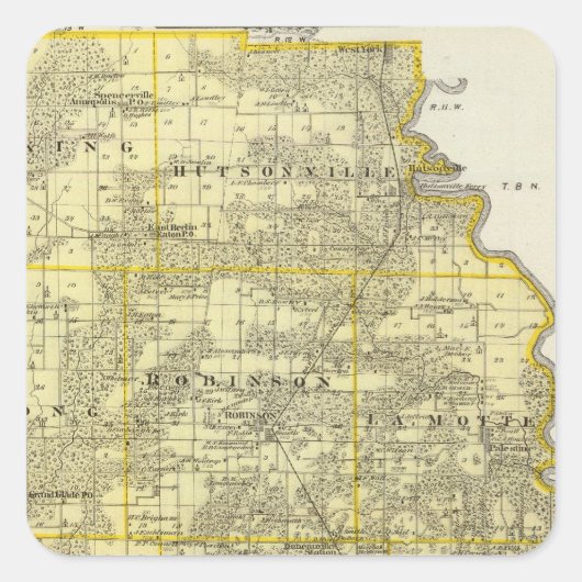 Kaart van Crawford County, Robinson Vierkante Sticker (Voorkant)