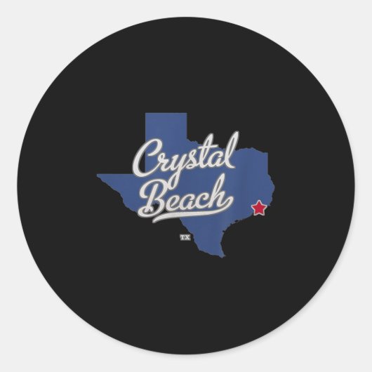 Kaart van Crystal Beach Texas Ronde Sticker (Voorkant)