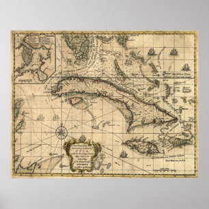 kaart van Cuba (1762) Poster