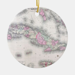 kaart van Cuba (1861) Keramisch Ornament