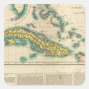 Kaart van Cuba en de Bahama-eilanden Vierkante Sticker