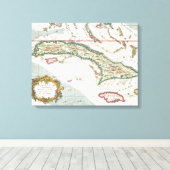 kaart van Cuba en Jamaica (1763) Canvas Afdruk (Insitu (Houten vloer))