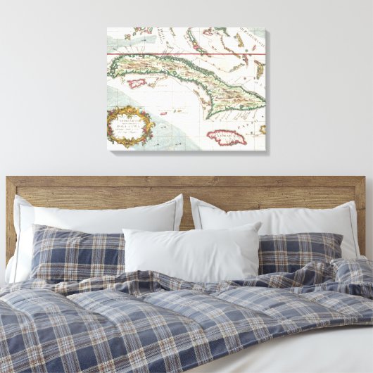  kaart van Cuba en Jamaica (1763) Canvas Afdruk (Insitu (Slaapkamer))
