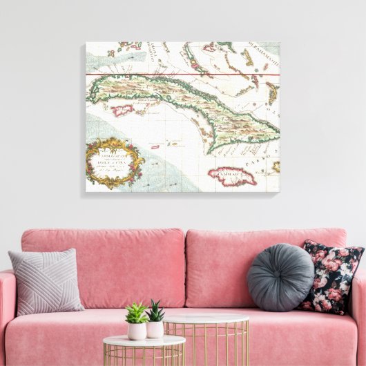  kaart van Cuba en Jamaica (1763) Canvas Afdruk (Insitu (Woonkamer))