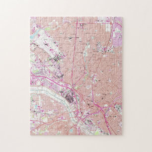 kaart van Dallas Texas (1958) Legpuzzel