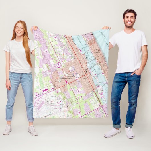 kaart van Daytona Beach Florida (1952) Fleece Deken (In situ)