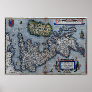 Kaart van de 16e eeuw van Engeland Poster