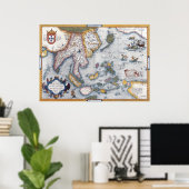 kaart van de 16e eeuw van Zuidoost-Azië Poster (Thuiskantoor)