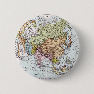 Kaart van de 19e eeuw voor Azië Ronde Button 5,7 Cm