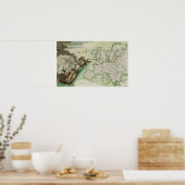 Kaart van de aanval van de marine op Engeland door Poster (Keuken)