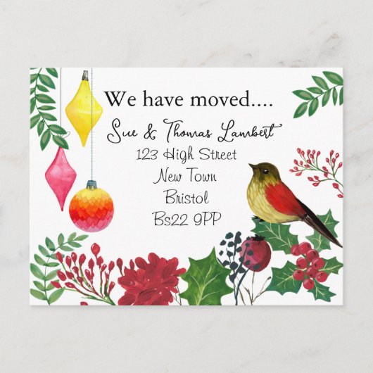 Kaart van de adreswijziging van Kerstmis - Retro R (Voorkant)