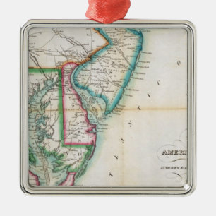 Kaart van de Amerikaanse kust Metalen Ornament