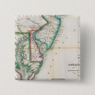 Kaart van de Amerikaanse kust Vierkante Button 5,1 Cm