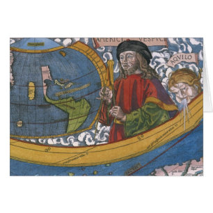 Kaart van de Amerika's met ontdekkingsreiziger Ame