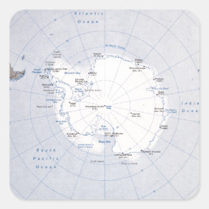 Kaart van de Antarctische regio (1982) Vierkante Sticker