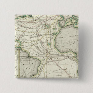 Kaart van de Atlantische Oceaan Vierkante Button 5,1 Cm