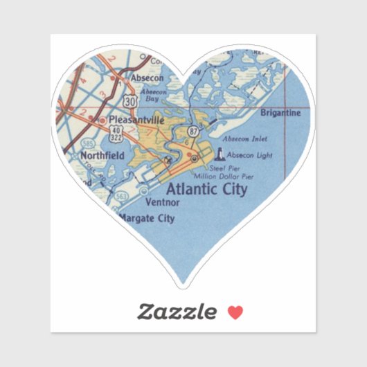  kaart van de Atlantische stad Sticker (Vel)