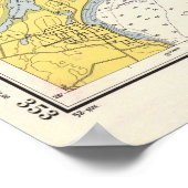  kaart van de baai van Narragansett (1852) Poster (Hoek)