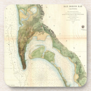  kaart van de baai van San Diego (1857) Drankjes Onderzetter