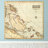 kaart van de Bahama's (1823) Canvas Afdruk (Insitu (Houten vloer))