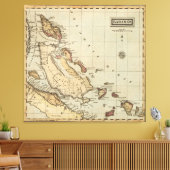 kaart van de Bahama's (1823) Canvas Afdruk (Insitu (Woonkamer))