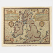  kaart van de Britse eilanden, 1552 - 1629 Fleece Deken (Voorkant (Horizontaal))