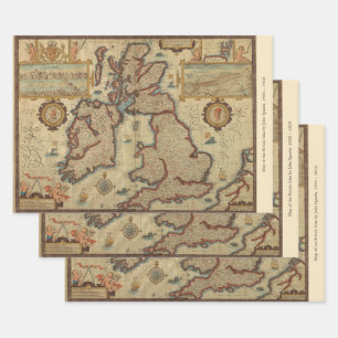  kaart van de Britse eilanden, 1552 - 1629 Inpakpapier Vel