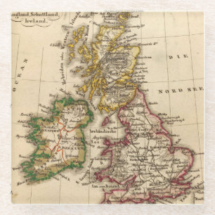 Kaart van de Britse eilanden Glazen Onderzetter