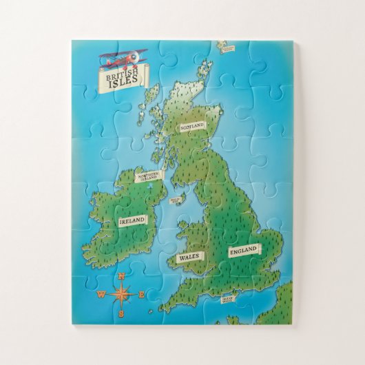 Kaart van de Britse eilanden Legpuzzel (Verticaal)