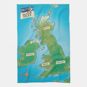 Kaart van de Britse Eilanden Theedoek