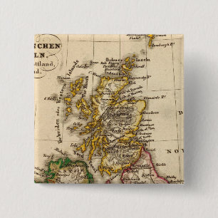 Kaart van de Britse eilanden Vierkante Button 5,1 Cm