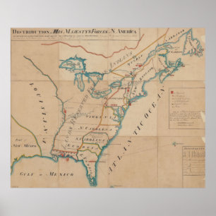 kaart van de Britse strijdkrachten in Amerika (17 Poster