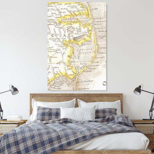 kaart van de buitenbanken (1818) canvas afdruk (Insitu (Slaapkamer))