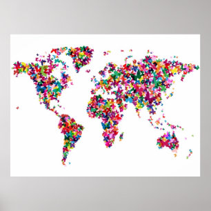 Kaart van de Butterflies van de wereld Poster