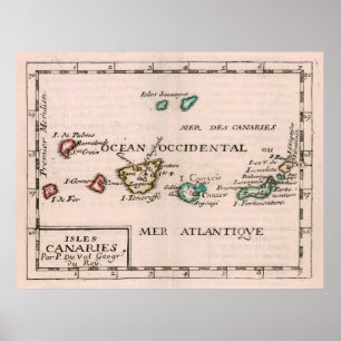  kaart van de Canarische Eilanden (1682) Poster
