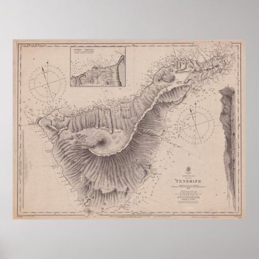 kaart van de Canarische Eilanden (1848) Poster (Voorkant)